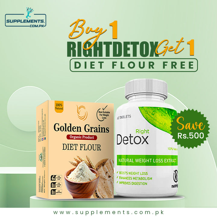 Right Detox Natural Weight Loss Extract + Free Golden Grains Diet Flour Exclusive Offer: Save Rs. 500 Supplements